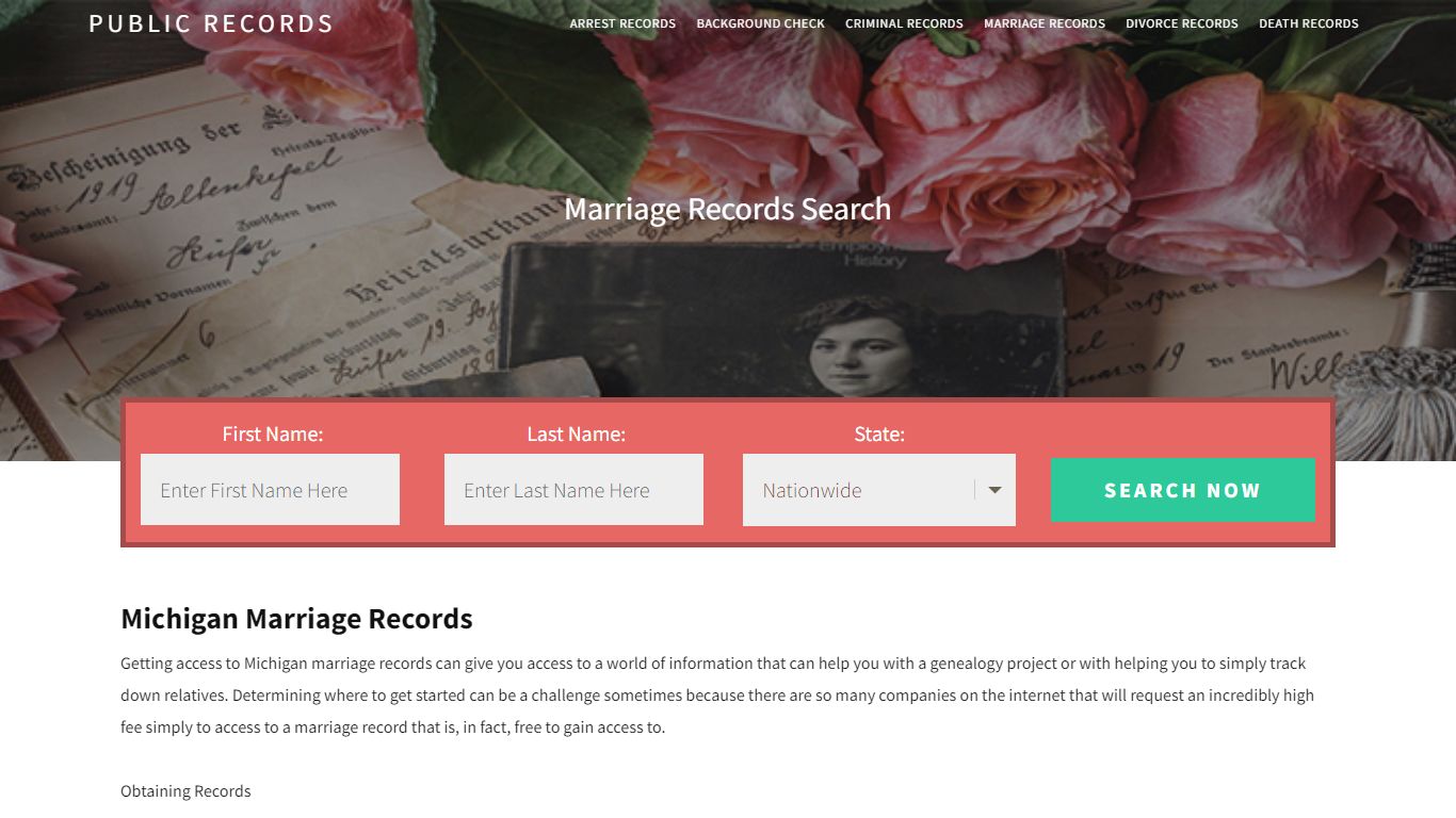 Michigan Marriage Records | Enter Name and Search. 14Days Free
